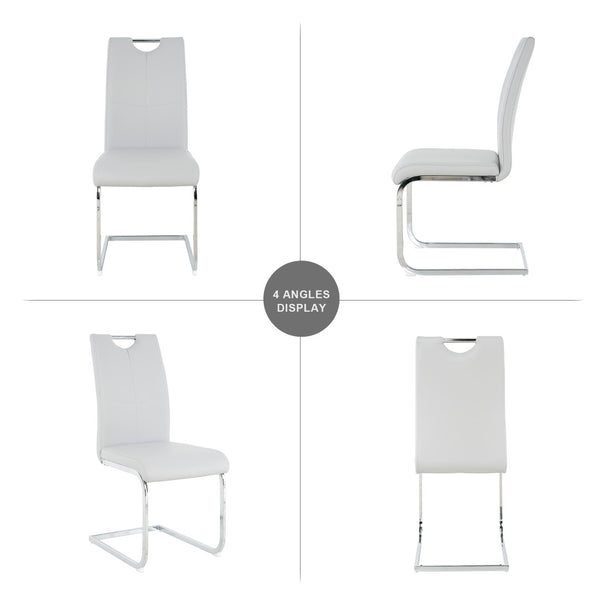 English Elm Modern Faux Leather Dining Side Chairs with Chrome Legs Ergonomic Set of 2 W210127282
