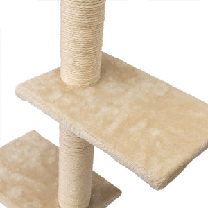 English Elm 5 Piece Wall Mounted Cat Tree with Sisal Posts Flannel Condo Perches and Rope Bridge Beige W2181P144434
