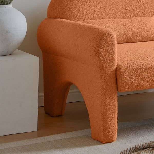 English Elm boucle Accent Chair Curved Silhouette with Lumbar Pillow for Modern Living W848141060
