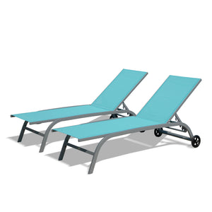 English Elm Chaise Lounge Set Of 2 - Stylish Outdoor Chairs With Wheels, 5 Adjustable Positions, Weatherproof Design W1859109850