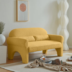 English Elm boucle Weave Loveseat Solid Wood Frame Compact Two Seat Sofa Modern Living Room W848S00020