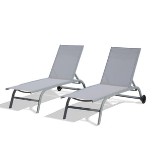 English Elm Chaise Lounge Outdoor Set Of 2 With Wheels, Adjustable Positions, Durable & Stylish For Poolside Relaxation W1859109844