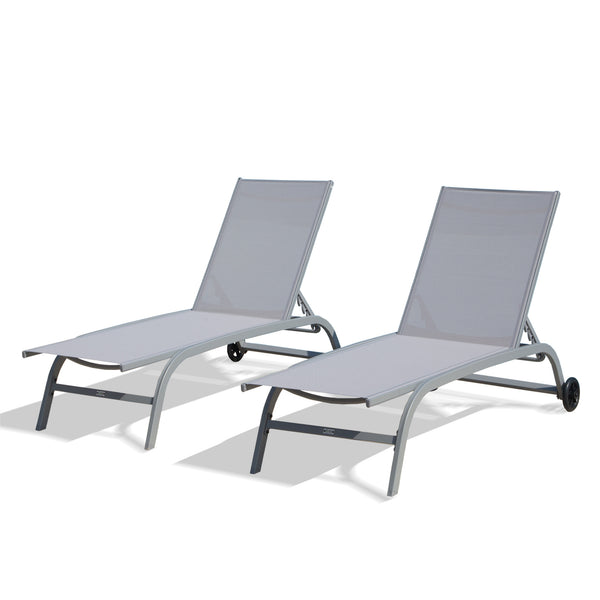 English Elm Chaise Lounge Outdoor Set Of 2 With Wheels, Adjustable Positions, Durable & Stylish For Poolside Relaxation W1859109844