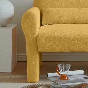 English Elm boucle Weave Loveseat Solid Wood Frame Compact Two Seat Sofa Modern Living Room W848S00020
