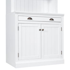 English Elm 83.4"Tall Bookcase with 3 LED Lights, Modern White Bookshelf with 2 Doors 1 Drawer & Adjustable Shelves SR000002AAK