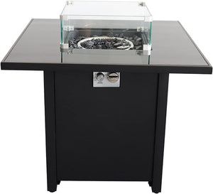 English Elm Outdoor Contempo Propane Fire Pit Table 32" Resort-Grade Steel Backyard Fireplace, Durable Style B120P144385
