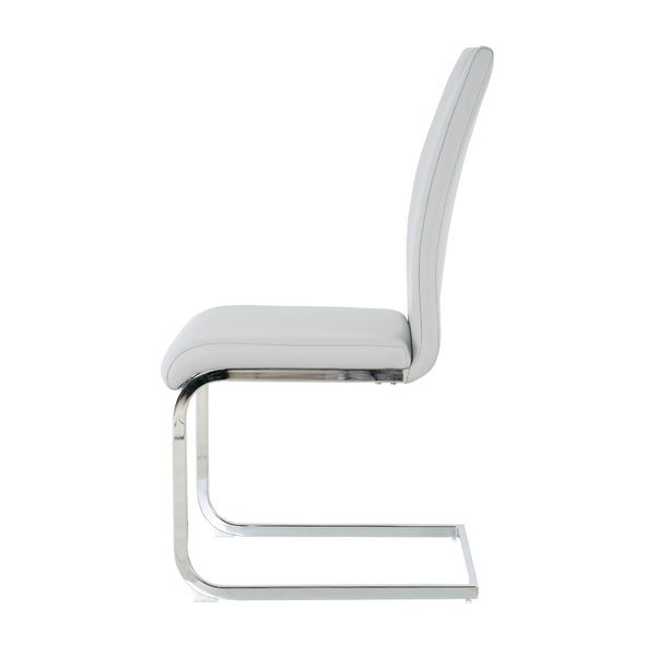 English Elm Modern Faux Leather Dining Side Chairs with Chrome Legs Ergonomic Set of 2 Grey+Silver W210127288