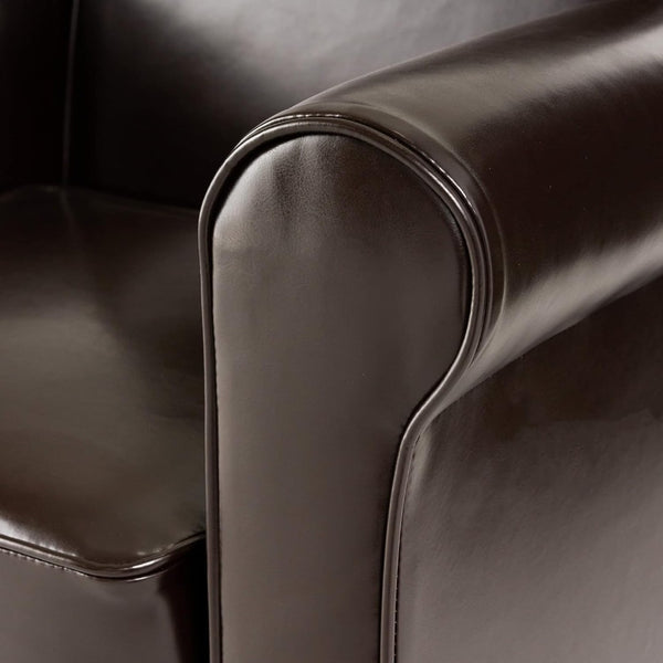 English Elm Hollister Upholstered Club Chair with Rolled Arms Piped Seams and Birch Wood Legs 38374.00PU
