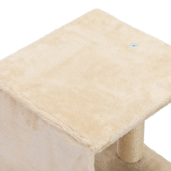 English Elm 5 Piece Wall Mounted Cat Tree with Sisal Posts Flannel Condo Perches and Rope Bridge Beige W2181P144434