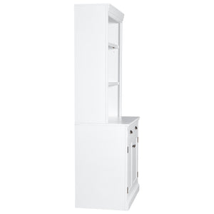 English Elm 83.4"Tall Bookcase with 3 LED Lights, Modern White Bookshelf with 2 Doors 1 Drawer & Adjustable Shelves SR000002AAK