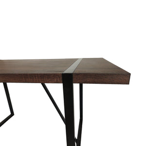 English Elm 55" Rustic Industrial Dining Table with 1.5" Durable Engineered Top and Black Metal Legs, Seats 4-6, Easy Assembly Walnut W2189131698