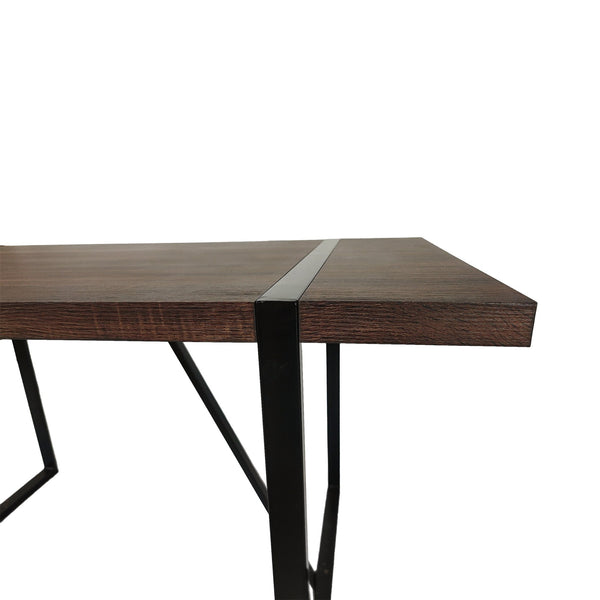 English Elm 55" Rustic Industrial Dining Table with 1.5" Durable Engineered Top and Black Metal Legs, Seats 4-6, Easy Assembly Walnut W2189131698
