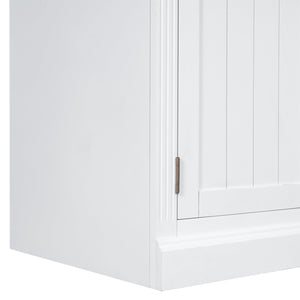 English Elm 83.4"Tall Bookcase with 3 LED Lights, Modern White Bookshelf with 2 Doors 1 Drawer & Adjustable Shelves SR000002AAK