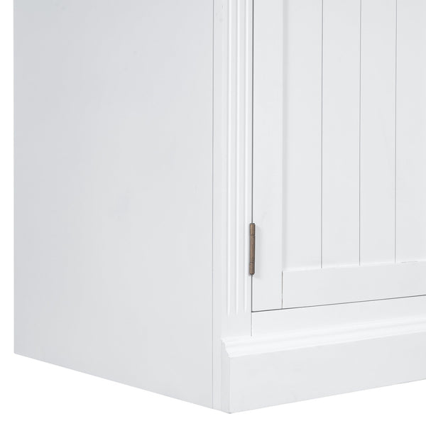 English Elm 83.4"Tall Bookcase with 3 LED Lights, Modern White Bookshelf with 2 Doors 1 Drawer & Adjustable Shelves SR000002AAK