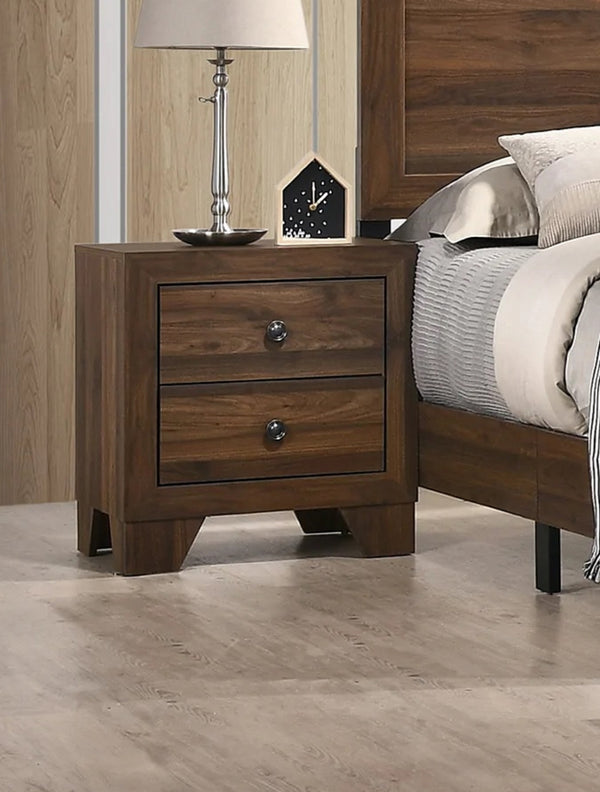 English Elm 1pc Transitional Nightstand with 2 Drawers Rustic Weathered Finish Metal Hardware Cozy Bedroom Accent Brown 24.3 L x 19.4 W x 26.6 H B011P144384
