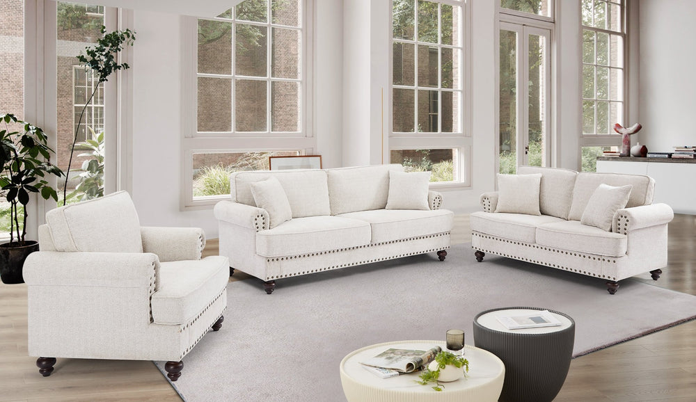 English Elm 82" Chenille Two Seat Loveseat with Nailhead Trim Plush Foam Living Room Sofa W1708S00026