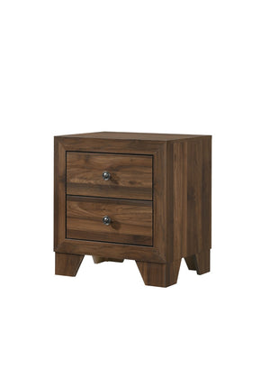 English Elm 1 Piece Transitional 2-Drawer Nightstand With Metal Hardware Brown Cherry Finish Bedroom Furniture