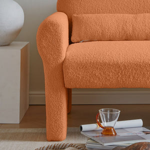English Elm boucle Accent Chair Curved Silhouette with Lumbar Pillow for Modern Living W848141060