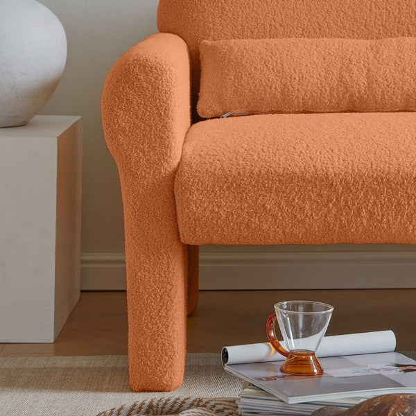 English Elm boucle Accent Chair Curved Silhouette with Lumbar Pillow for Modern Living W848141060