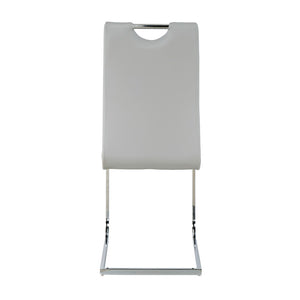 English Elm Modern Faux Leather Dining Side Chairs with Chrome Legs Ergonomic Set of 2 Grey+Silver W210127288
