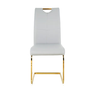 English Elm Modern Faux Leather Dining Side Chairs with Chrome Legs Ergonomic Set of 2 W210127293