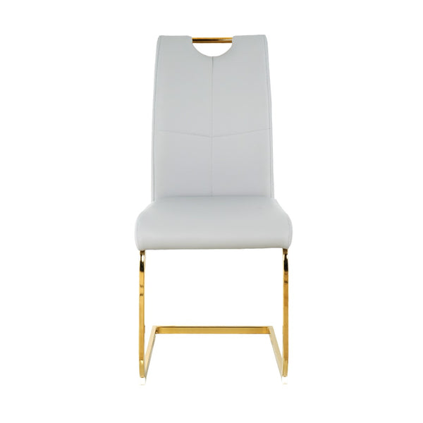 English Elm Modern Faux Leather Dining Side Chairs with Chrome Legs Ergonomic Set of 2 W210127293