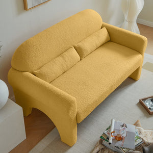 English Elm boucle Weave Loveseat Solid Wood Frame Compact Two Seat Sofa Modern Living Room W848S00020
