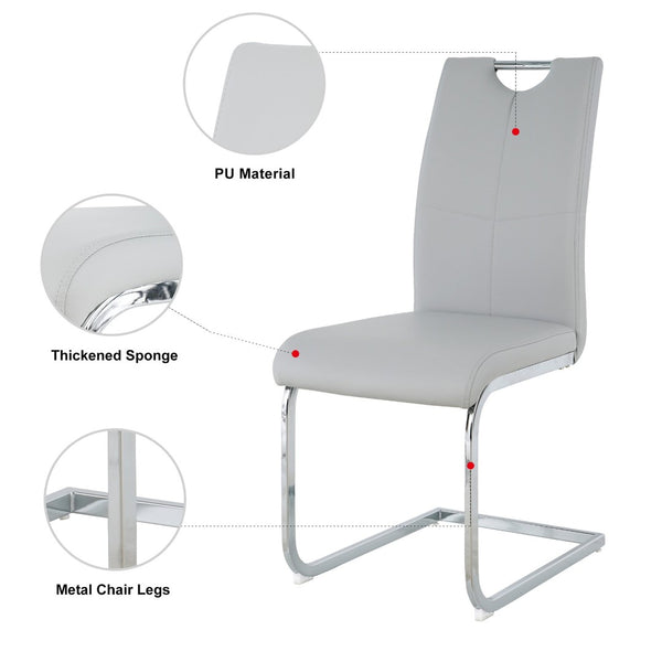English Elm Modern Faux Leather Dining Side Chairs with Chrome Legs Ergonomic Set of 2 W210127282