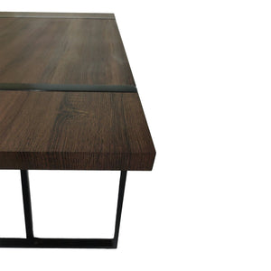 English Elm 55" Rustic Industrial Dining Table with 1.5" Durable Engineered Top and Black Metal Legs, Seats 4-6, Easy Assembly Walnut W2189131698