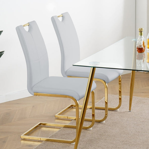 English Elm Modern Faux Leather Dining Side Chairs with Chrome Legs Ergonomic Set of 2 W210127296