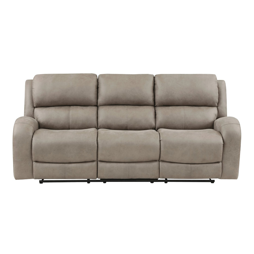 English Elm Luxurious Pagosa Double Reclining Sofa in Brown Microfiber — Plush Contoured Seating, 84.5" Wide B011P144396