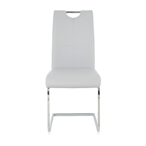 English Elm Modern Faux Leather Dining Side Chairs with Chrome Legs Ergonomic Set of 2 Grey+Silver W210127288