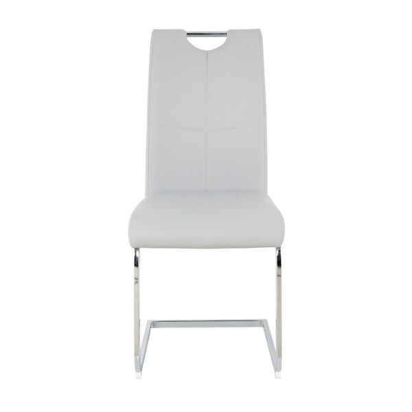 English Elm Modern Faux Leather Dining Side Chairs with Chrome Legs Ergonomic Set of 2 Grey+Silver W210127288
