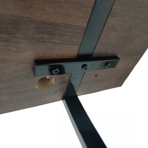 English Elm 55" Rustic Industrial Dining Table with 1.5" Durable Engineered Top and Black Metal Legs, Seats 4-6, Easy Assembly Walnut W2189131698