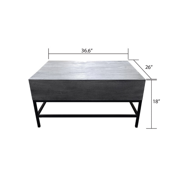 English Elm T1105-05 Modern Lift Top Coffee Table with Hidden Storage, Natural Wood Finish & Industrial Iron Base B009140752