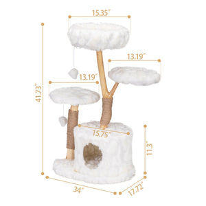 English Elm Modern Natural Branch Cat Tower Plush Perches Enclosed House Scandinavian Home Decor W2181P144452