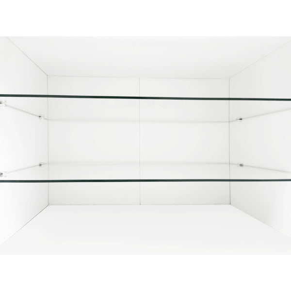 English Elm Unique Low Profile Media Console with Led Lighting Glass Shelves Fits Tvs to 105 White WF314584AAK