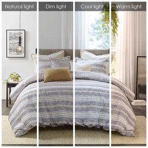 English Elm Oversized Madison Park Signature Oasis Chenille Jacquard Striped Duvet Set with Euro Shams & Pillows Charcoal 18.9 L x 22.83 W x 16.14 H B035128974