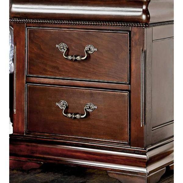 English Elm Traditional Cherry Solid Wood Nightstand with Felt-Lined Hidden Top Drawer, Pewter Pulls, Intricate English Styling, 26"W x 28"H B011P144697
