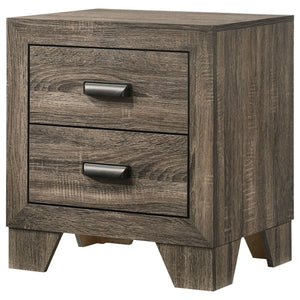 English Elm 1pc Transitional Nightstand with 2 Drawers Rustic Weathered Finish Metal Hardware Cozy Bedroom Accent Gray 24.3 L x 19.4 W x 26.6 H B011P144710