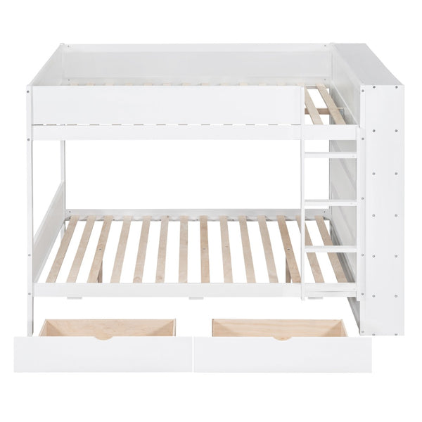 English Elm Full Over Bunk Bed with Built-in Drawers Cabinet Pinewood Kids Bedroom White LT000769AAK