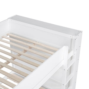 English Elm Full Over Bunk Bed with Built-in Drawers Cabinet Pinewood Kids Bedroom White LT000769AAK