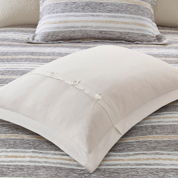 English Elm Oversized Madison Park Signature Oasis Chenille Jacquard Striped Duvet Set with Euro Shams & Pillows Charcoal 18.9 L x 22.83 W x 16.14 H B035128974