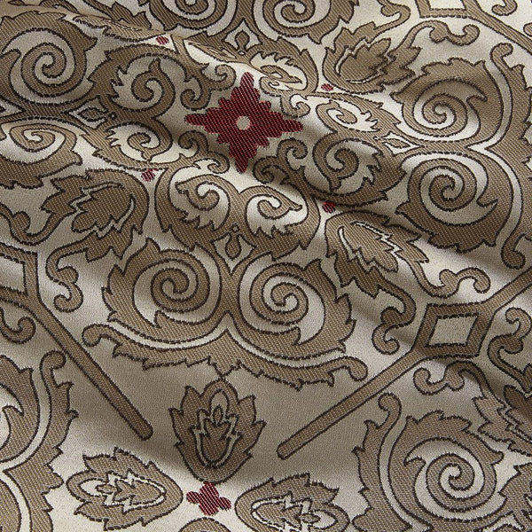 English Elm Cal King Donovan Red Jacquard 7-Piece Comforter Set with Embroidered Taupe Accents, Pillows, Bedskirt B03597223