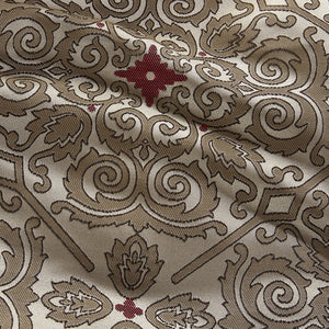 English Elm King Donovan 7-Piece Red Jacquard Comforter Set with Embroidered Taupe Accents, Pillows & Bedskirt B03597222