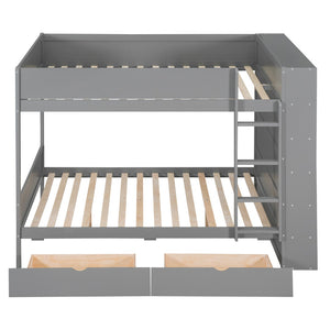 English Elm Full Over Bunk Bed with Built-in Drawers Cabinet Pinewood Kids Bedroom Gray LT000769AAE