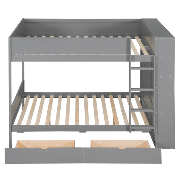 English Elm Full Over Bunk Bed with Built-in Drawers Cabinet Pinewood Kids Bedroom Gray LT000769AAE