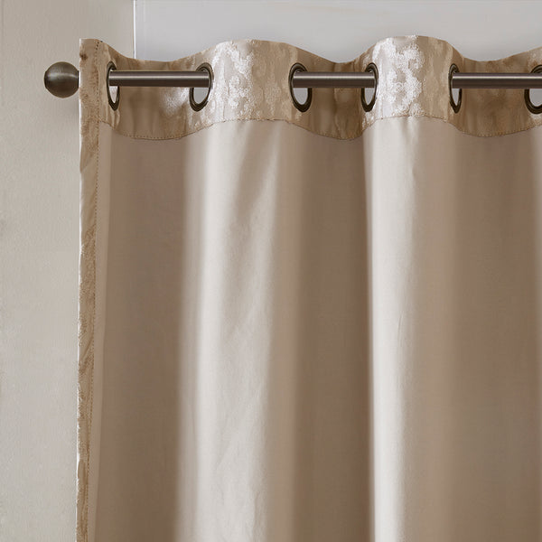 English Elm Knitted SunSmart Mirage Jacquard Damask Total Blackout Curtain Panel Pair 2-Pack Champagne 50x84" B035129803