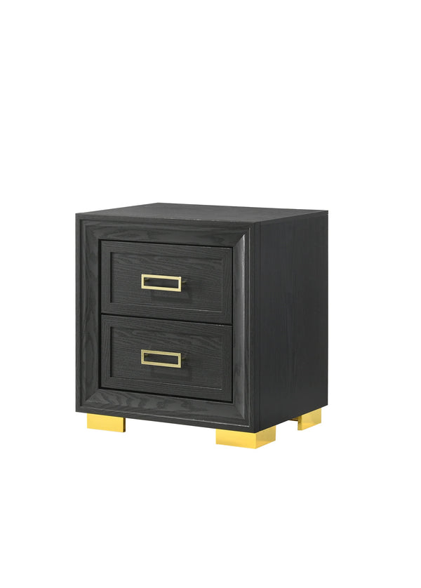 English Elm Glamorous Modern 2-Drawer Nightstand Black with Gold Hardware — Elegant Bedside Storage, 21.7x17x23.6" B011P144711