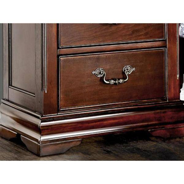 English Elm Traditional Cherry Solid Wood Nightstand with Felt-Lined Hidden Top Drawer, Pewter Pulls, Intricate English Styling, 26"W x 28"H B011P144697